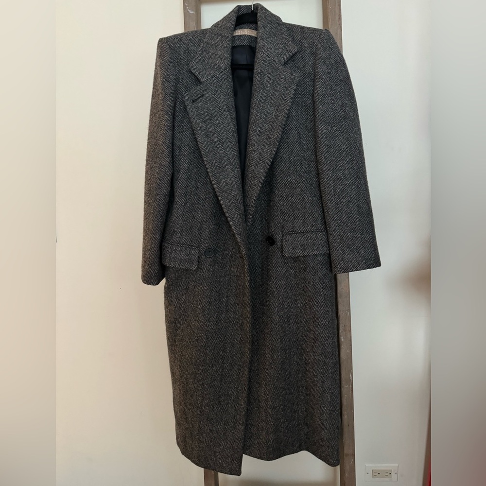 Maxi tweed grey coat size S